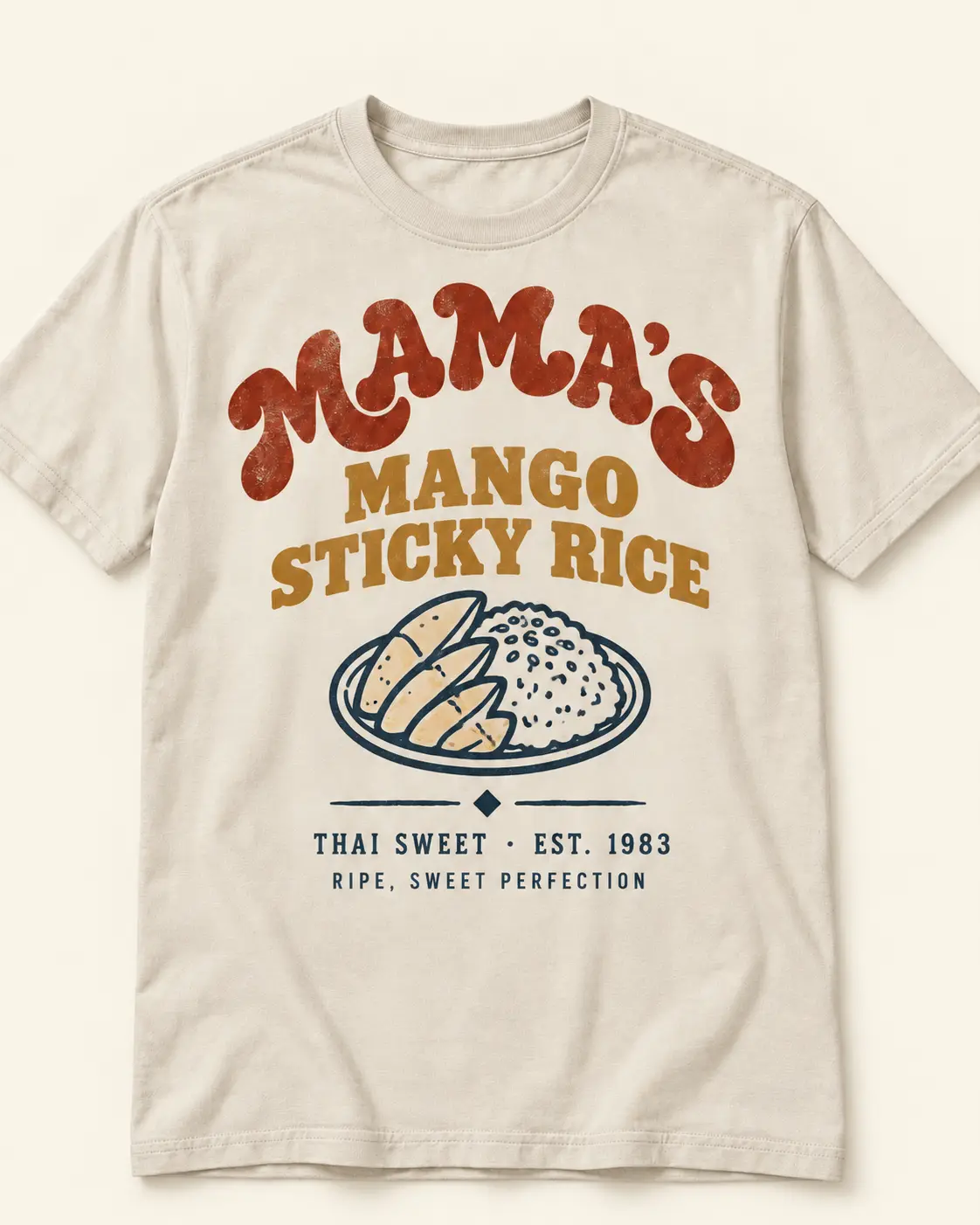 Mama's Mango Sticky Rice t-shirt design — Thai Sweet, Ripe, sweet perfection